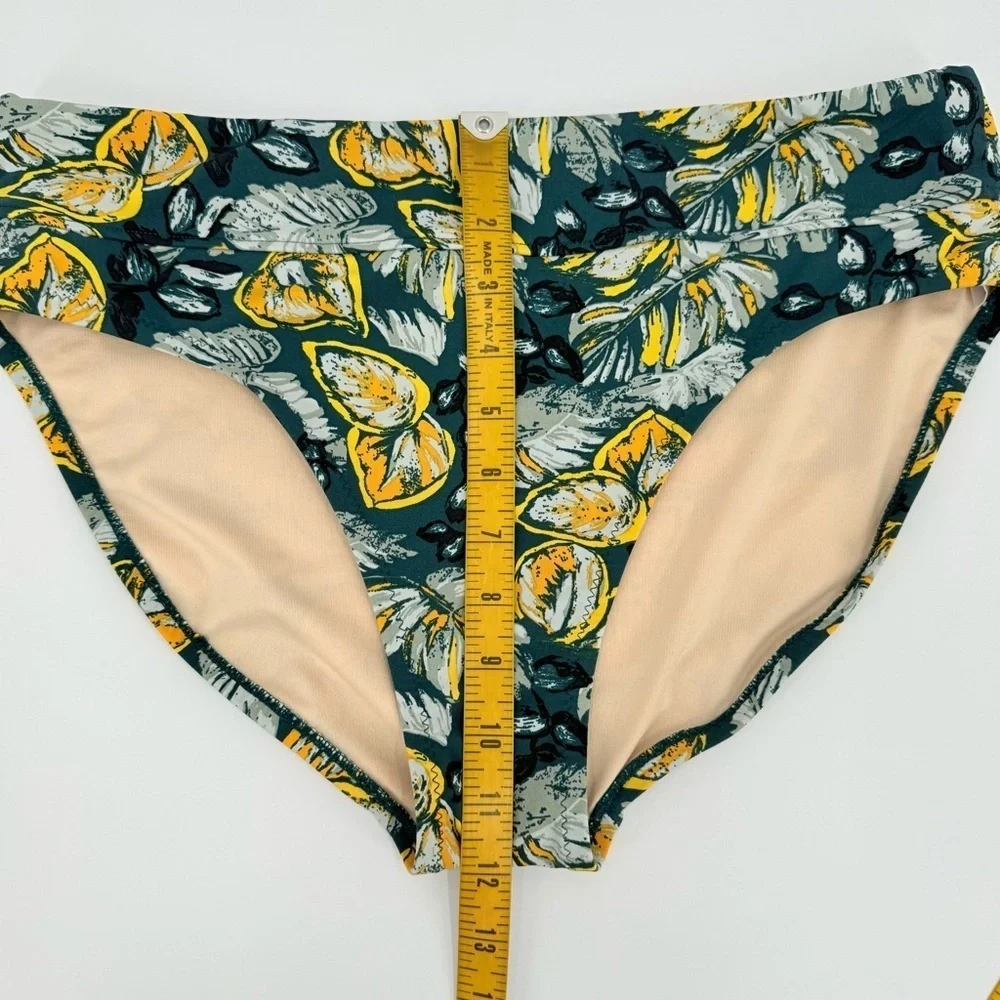 Garnet Hill Swim Set Half Zip Rashguard and Swim Bottom Floral Tropical Print L